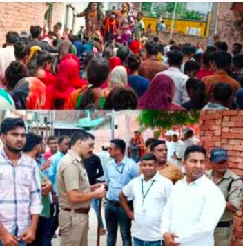 चाक चौबंद सुरक्षा में झांकी के साथ शिवभक्तों ने कलियर महमूदपुर गांव स्थित प्राचीन शिव मंदिर में किया जलाभिषेक,,,
