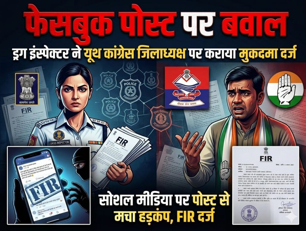 सोशल मीडिया पर पांच लाख रुपये की कथित रिश्वत लेने के आरोप लगाने पर ड्रग इंस्पेक्टर अनिता भारती ने पलटवार करते हुए यूथ कांग्रेस जिलाध्यक्ष कैश खुराना के खिलाफ कराया मुकदमा दर्ज,,,