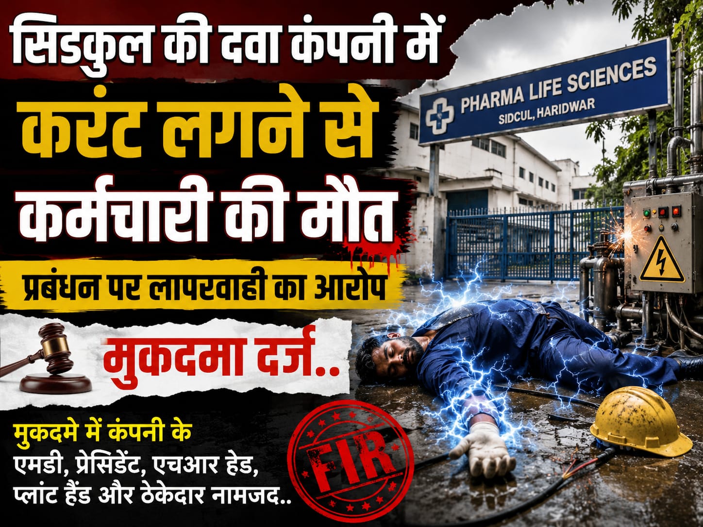 सिडकुल स्थित सायनोकैम फार्मा कंपनी में निर्माण कार्य के दौरान करंट लगने से एक कर्मचारी की मौत ,,,