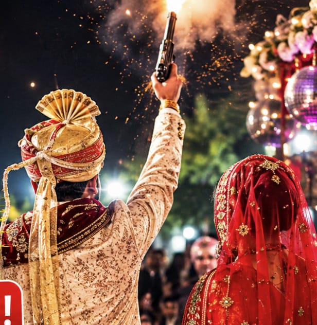 दुल्हन के साथ कदमताल करते हुए पिस्तौल से कई राउंड फायर करना और उसका वीडियो सोशल मीडिया पर डालना दूल्हे को पड़ा भारी ,,,