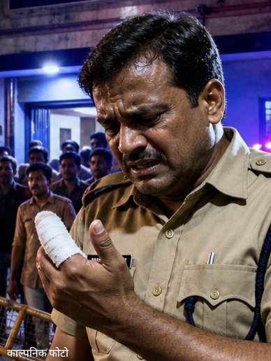 गंगनहर कोतवाली में उस समय अफरा-तफरी मच गई, जब झगड़े के मामले में अपनी मां के साथ पहुंचे एक युवक ने समझाने की कोशिश कर रहे सिपाही के हाथ में गड़ा दिए दांत,,,