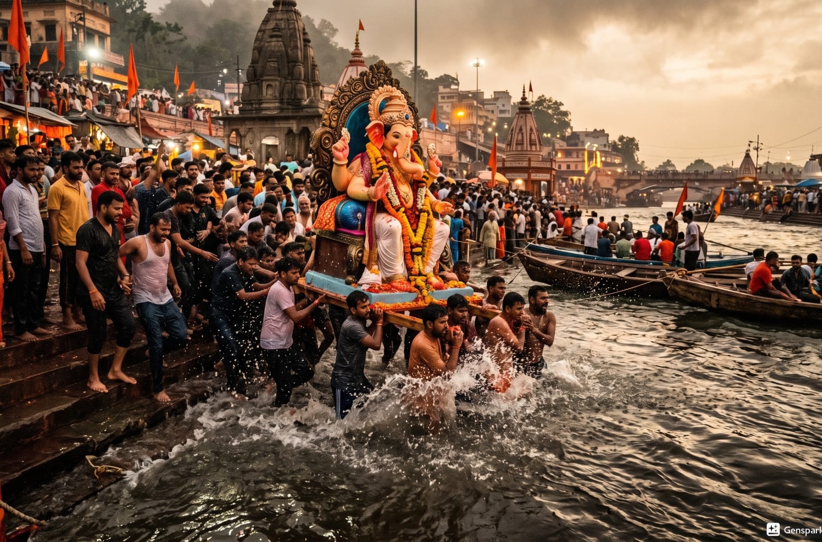 हरकी पैड़ी के सामने धोबीघाट के पास गणपति प्रतिमा विसर्जित करते समय 16 वर्षीय किशोरी गंगा के तेज बहाव की चपेट में आकर बही,,,